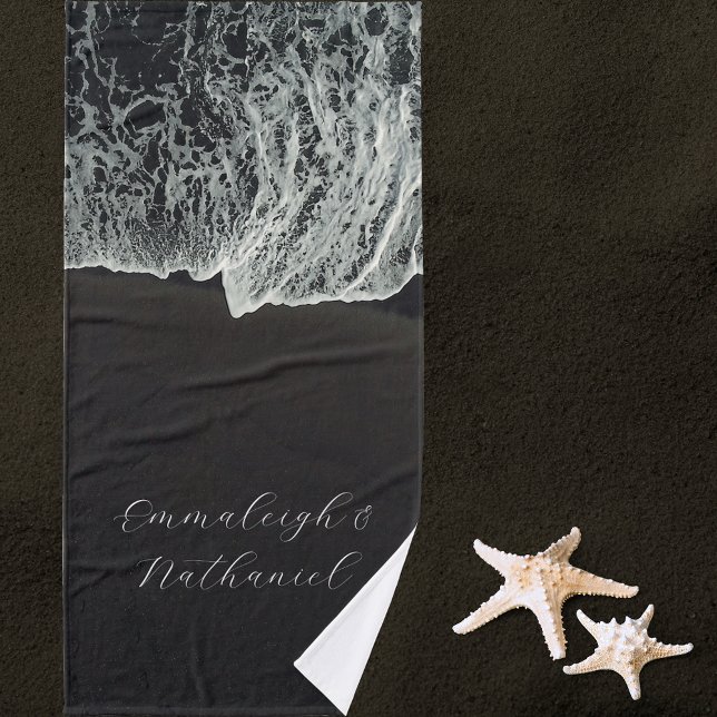Aerial Black Sand Beach Custom Bath Towel (Creator Uploaded)