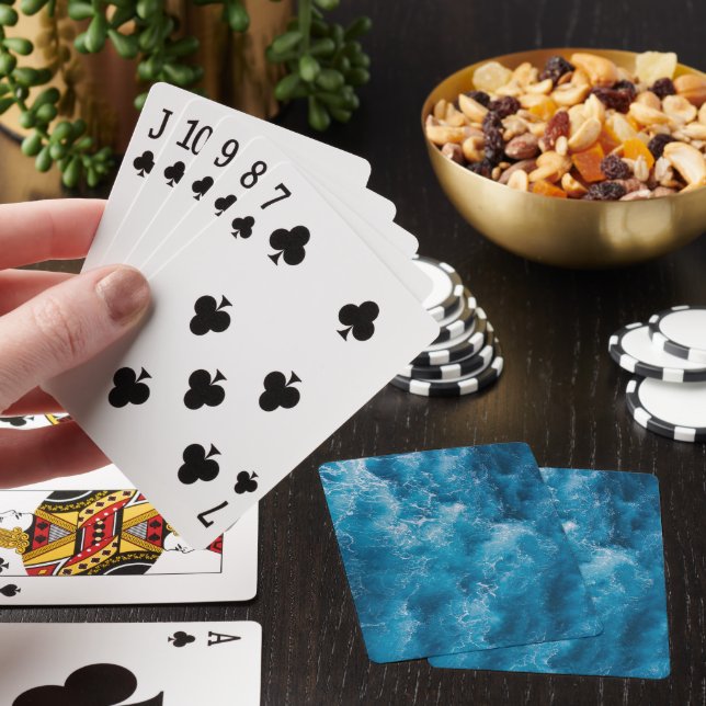 Aerial Blue Ocean Waves Crashing Poker Cards (In Situ)