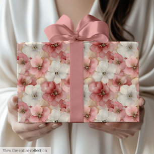 Aerial blush pink and gold birthday wrapping roll paper
