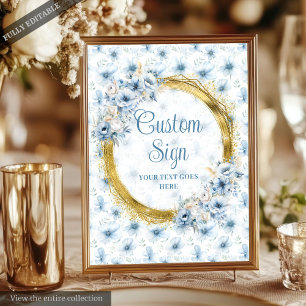 Aerial Boho Light Blue Gold Wedding Custom 8x10  Poster