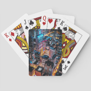 Aerial Cityscape View at Night Poker Cards