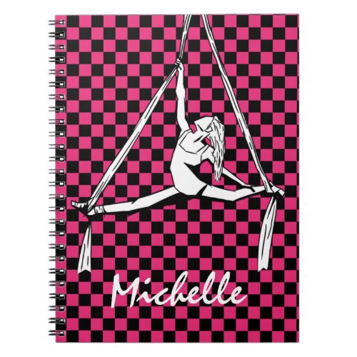 Aerial Dance Dancer Pink Black Checkered Custom  Notebook