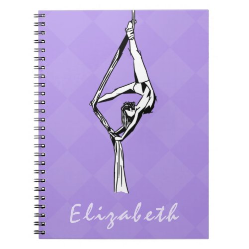 Aerial Dancer Dance Amethyst Purple Check Pattern Notebook
