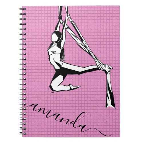 Aerial Dancer Pink Checkered Personalized Girly Notebook