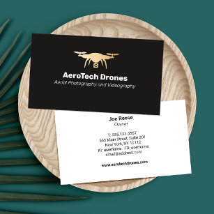 Aerial Drone Photography Services Gold and Black  Business Card