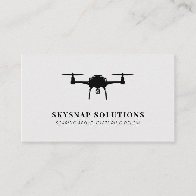 Aerial Drone Photography Videography Modern Gray Business Card (Front)