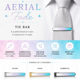 Aerial Fade Silver Finish Tie Bar