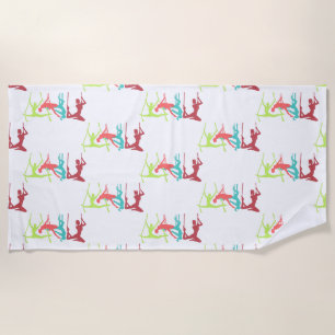 Aerial Fitness Poses Thunder_Cove  Beach Towel