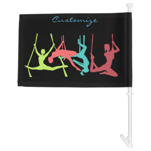 Aerial Fitness Poses Thunder_Cove Car Flag