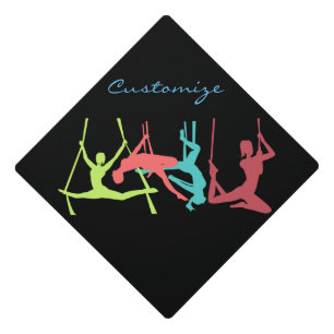 Aerial Fitness Poses Thunder_Cove Graduation Cap Topper