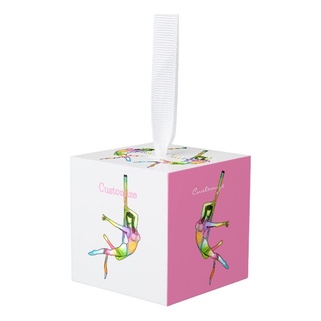 Aerial Fitness Yoga Thunder_Cove Cube Ornament (Front Angled)