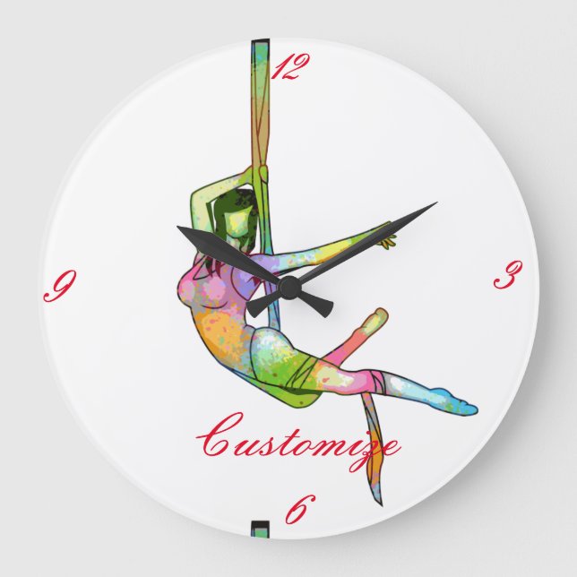 Aerial Fitness Yoga Thunder_Cove Large Clock (Front)