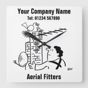 Aerial Fitter Cartoon Square Wall Clock