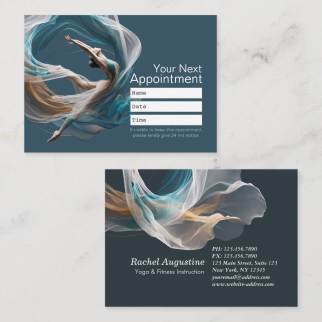 Aerial flying Air Yoga Instructor Pilates Fitness Appointment Card (Front/Back)