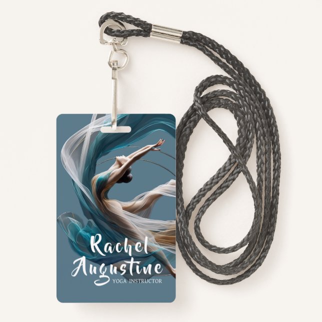 Aerial flying Air Yoga Instructor Pilates Fitness Badge (Front with Lanyard)