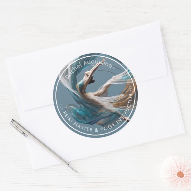 Aerial flying Air Yoga Instructor Pilates Fitness Classic Round Sticker (Envelope)