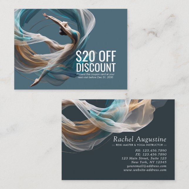 Aerial flying Air Yoga Instructor Pilates Fitness Discount Card (Front/Back)