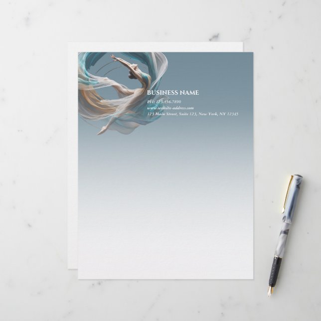 Aerial flying Air Yoga Instructor Pilates Fitness Letterhead (Front/Back In Situ)