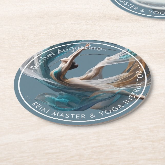 Aerial flying Air Yoga Instructor Pilates Fitness Round Paper Coaster (Angled)