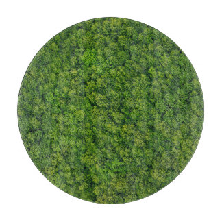 Aerial forest view, top view, copy space. cutting board