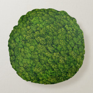 Aerial forest view, top view, copy space. round pillow