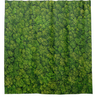 Aerial forest view, top view, copy space. shower curtain