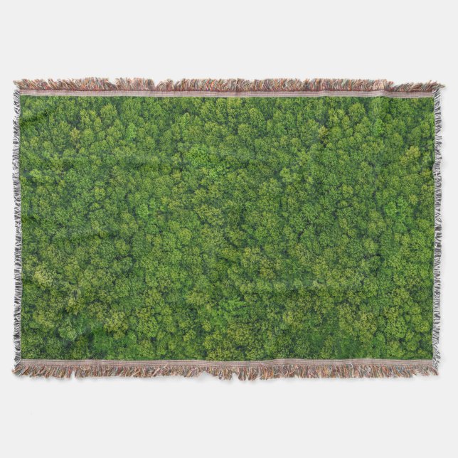 Aerial forest view, top view, copy space. throw blanket (Front)