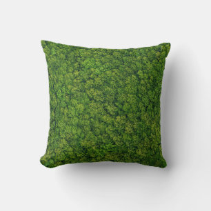 Aerial forest view, top view, copy space. throw pillow