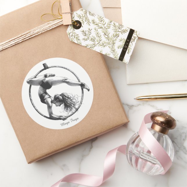 Aerial Hoop Lyra Name Classic Round Sticker (Gifting)