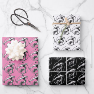 Aerial Hoop Lyra Pink Black Grey Wrapping Paper Sheets