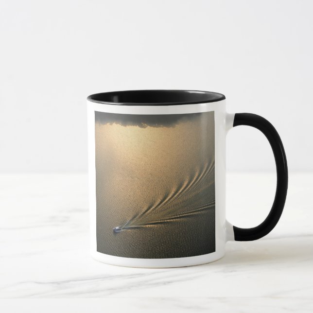aerial image of boat in Lake Gatun Panama Mug (Right)