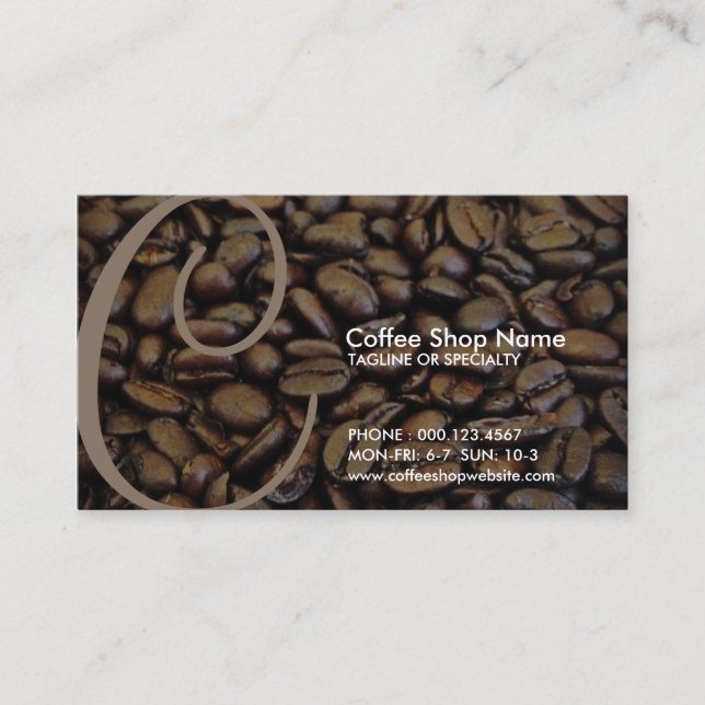 aerial initial coffee beans coupon loyalty card (Front)