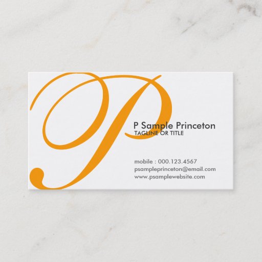 Customizable aerial initial : orange business card template