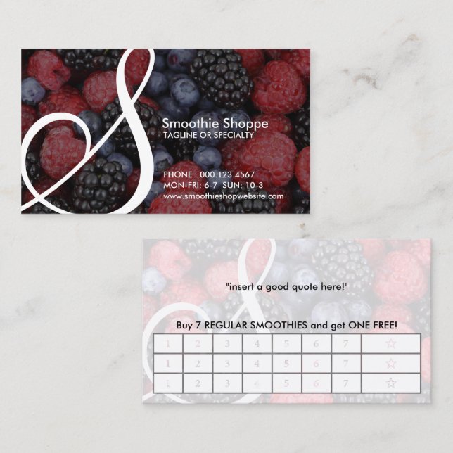 aerial initial SMOOTHIE SHOP coupon Loyalty Card (Front/Back)