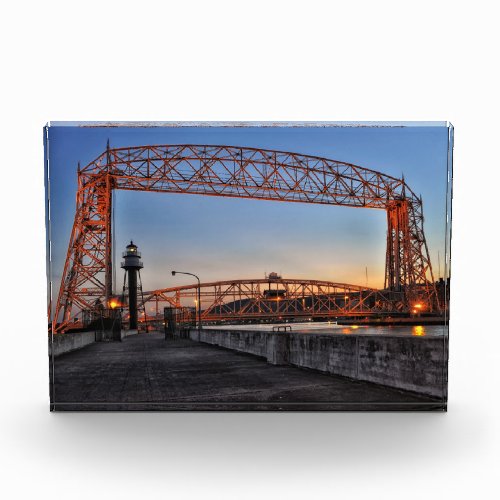 Aerial Lift Bridge and Lighthouse Duluth Minnesota Photo Block