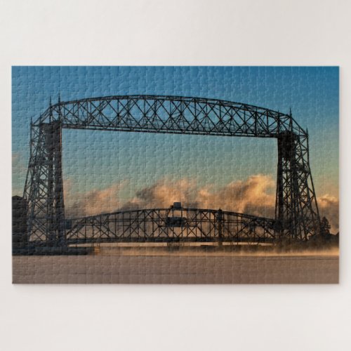 Aerial Lift Bridge Duluth Minnesota with Sea Smoke Jigsaw Puzzle