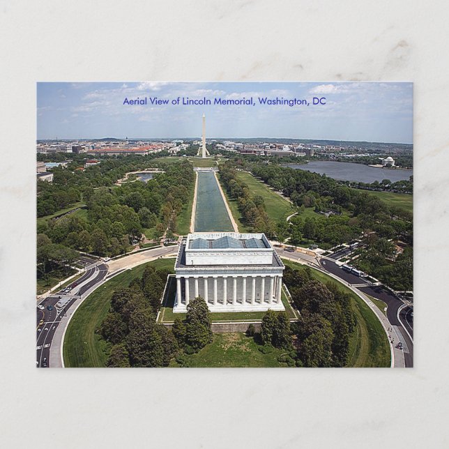 Aerial Lincoln Memorial Washington DC Sympathy Postcard (Front)