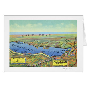 Aerial Map of Lake and Surrounding Towns Cards