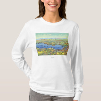 Aerial Map of Lake and Surrounding Towns T-Shirt
