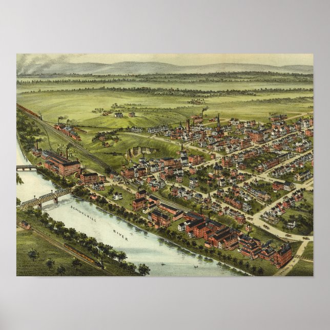 Aerial Map Royersford PA Pennsylvania Poster 1893 (Front)