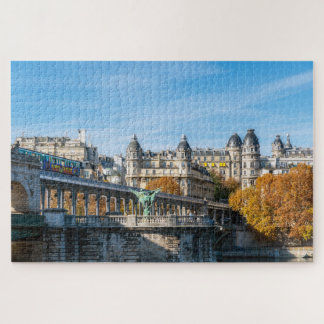 Aerial metro on Pont de Bir-Hakeim - Paris, France Jigsaw Puzzle