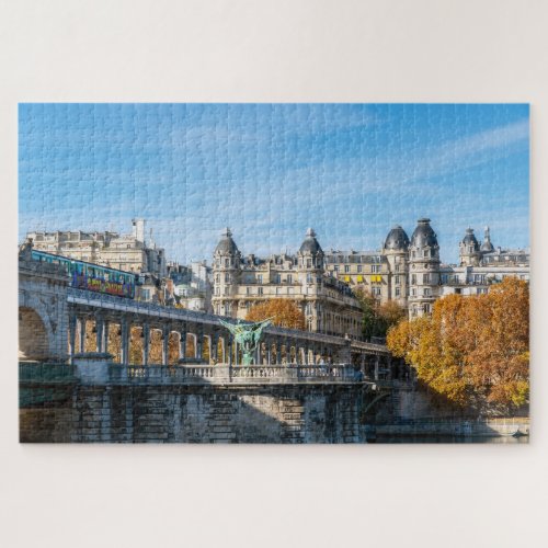 Aerial metro on Pont de Bir_Hakeim _ Paris France Jigsaw Puzzle