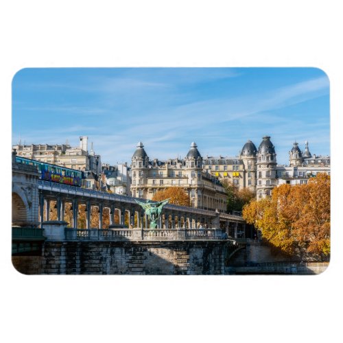 Aerial metro on Pont de Bir_Hakeim _ Paris France Magnet