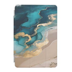 Aerial Ocean Resin Waves Turquoise Gold Coastal iPad Mini Cover