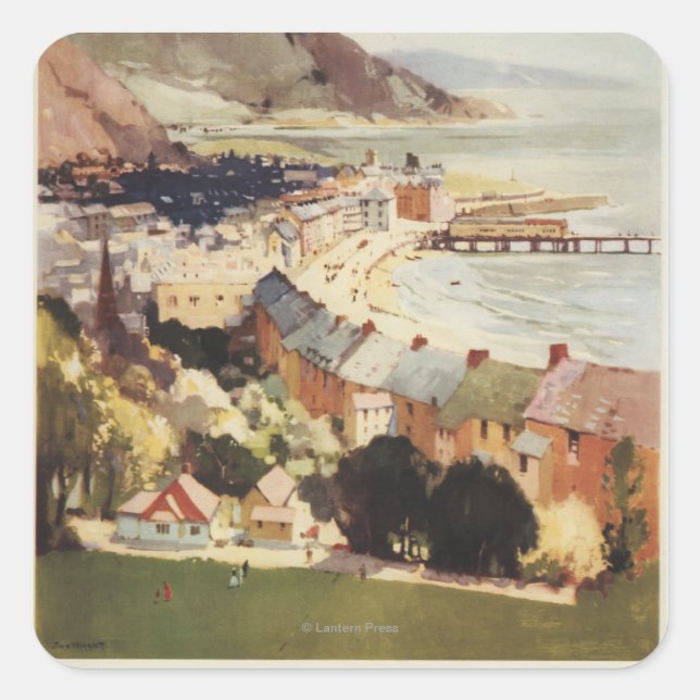 Aerial of Coast British Railways Poster Square Sticker (Front)