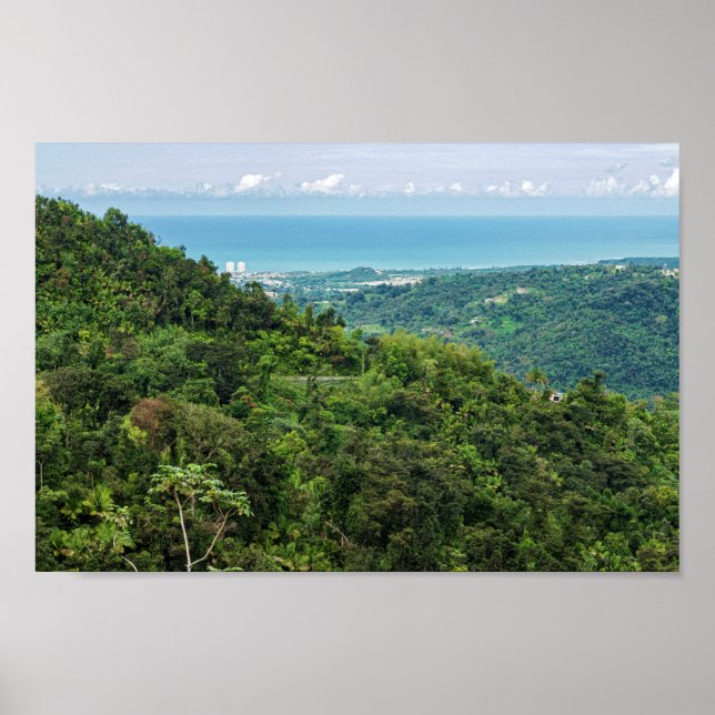 Aerial of coastal puerto rico at the Anvil Poster (Front)