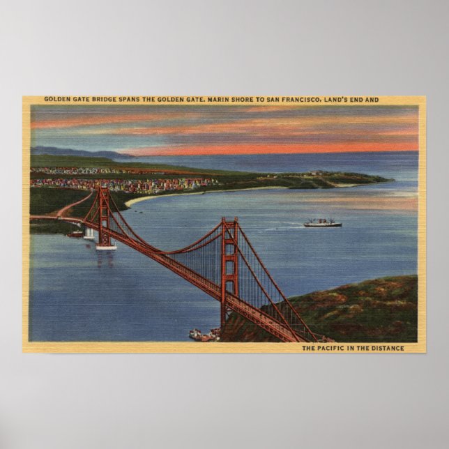 Aerial of Golden Gate Bridge & Bay Area Poster (Front)