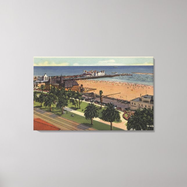 Aerial of Pleasure Pier & Yacht Harbor Canvas Print (Front)