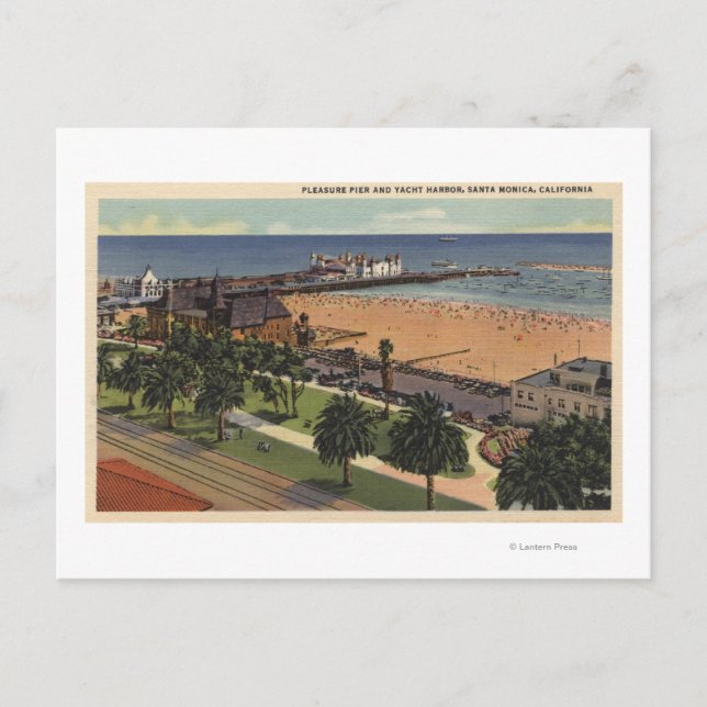 Aerial of Pleasure Pier & Yacht Harbor Postcard (Front)