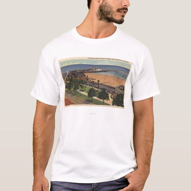 Aerial of Pleasure Pier & Yacht Harbor T-Shirt (Front)